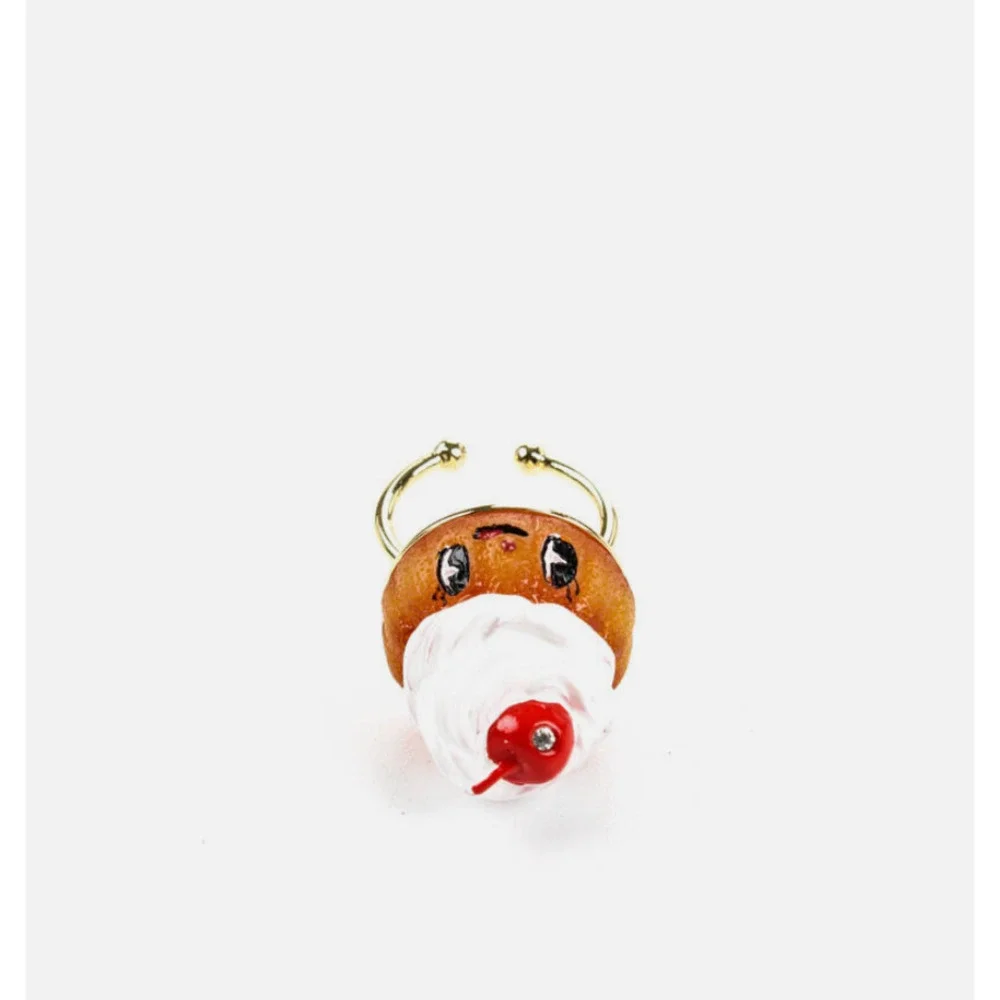 Les Nereides Paris N2 Hand-Enameled Resin Designer Gold Tone Ring NWOT
